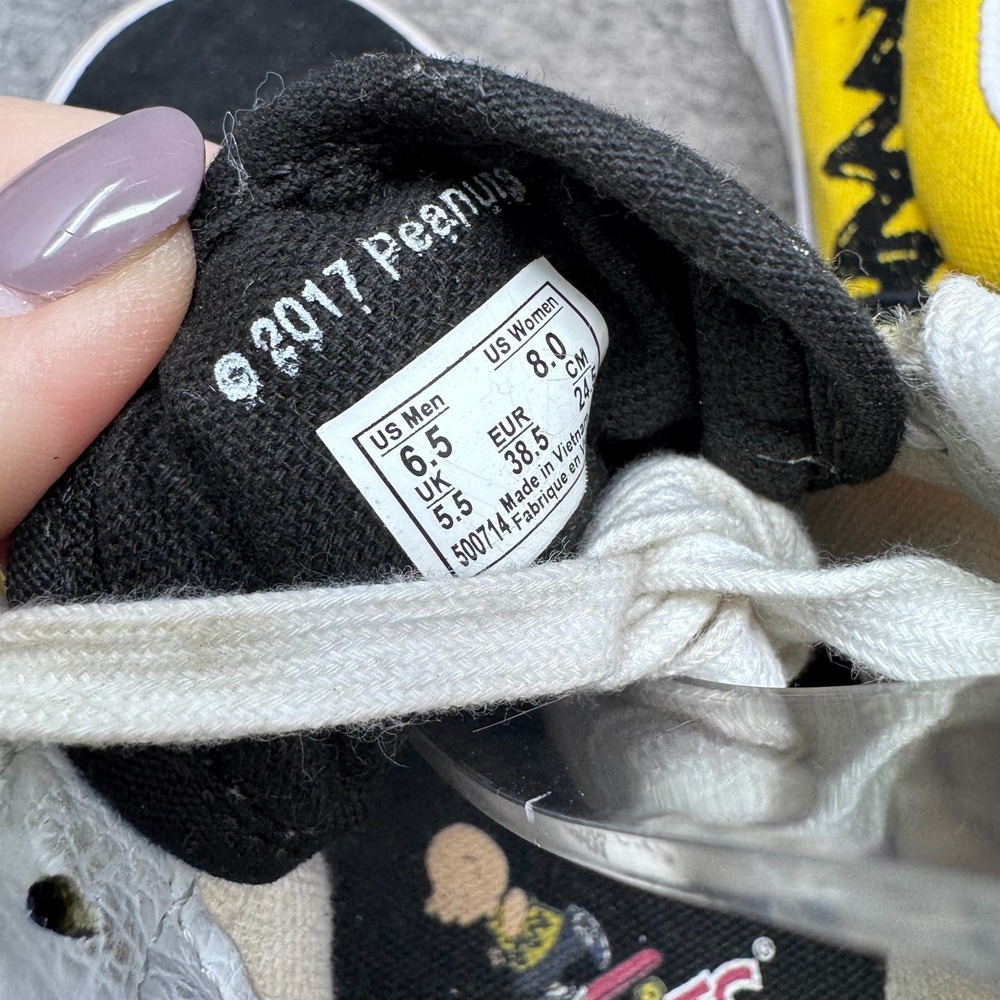 Vans Old Skool Charlie Brown Shoes Womens Sz 8 Yellow Sneaker Peanuts Good Grief - Picture 4 of 10